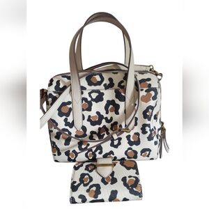 FOSSIL SATCHEL LEOPARD & WALLET